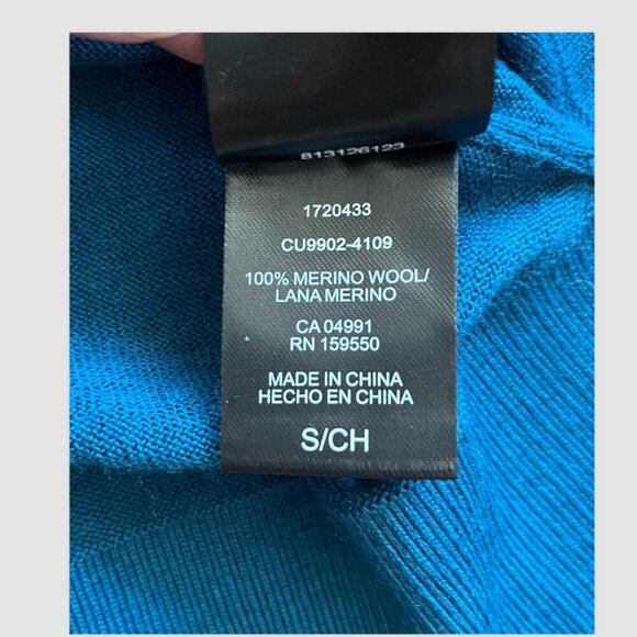 Katherine Barclay Extra Fine Merino Wool V-Neck Sweater Size S Teal Blue NWT - Picture 6 of 8
